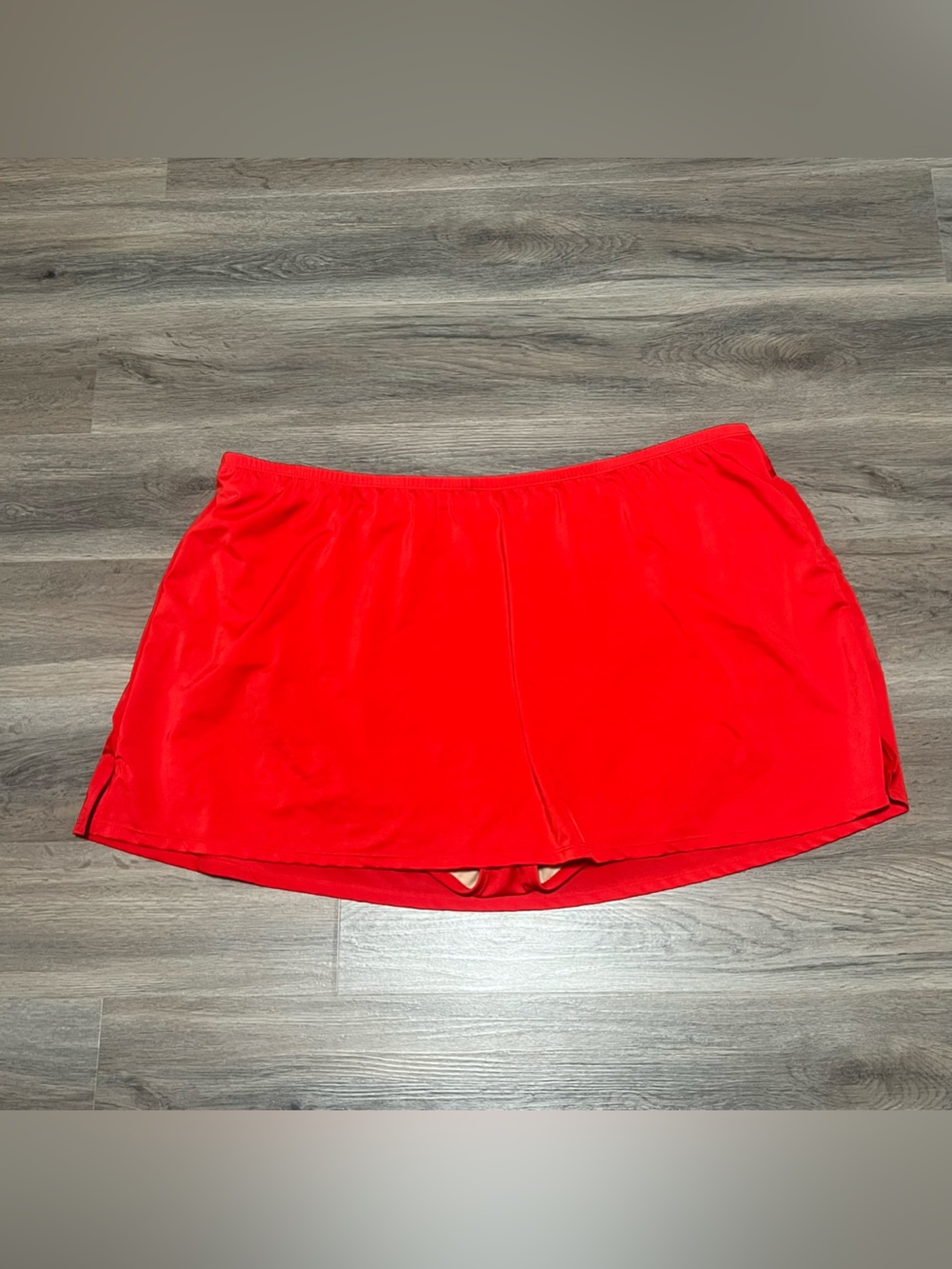 Cacique 30 Swim Skirt Solid Red Generic Pull On Brief Lined Stretch Plus NWT